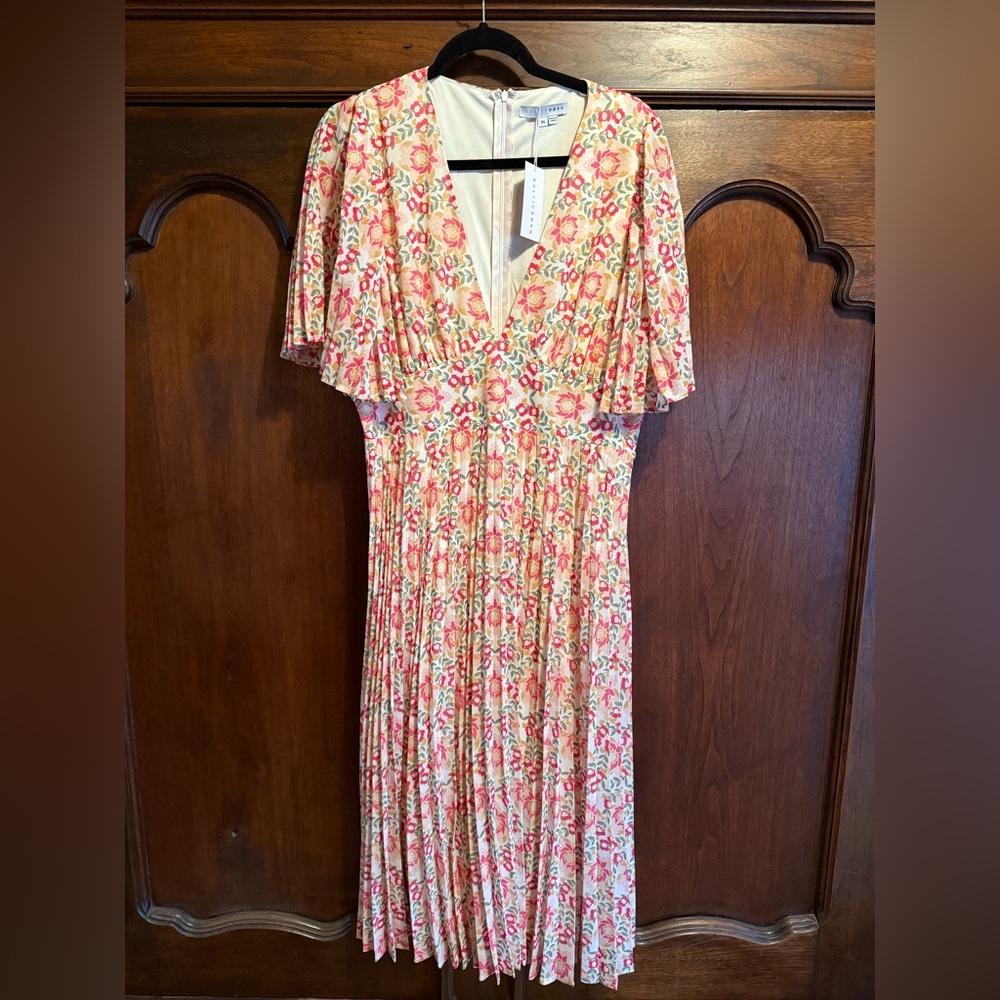 Baltic Born Pink and Green Maxi Sundress with Flutter Sleeves - NWT